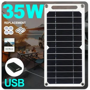35W Portable Foldable Solar Charger Panel Dual USB Ports