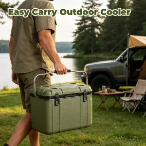 25 Quart Green Hard Shell Cooler Box, Ultra‑Light Insulated Ice Chest Cooler
