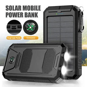 10000mAh Solar Power Bank Portable Waterproof