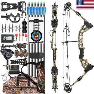 Adjustable Compound Bow Arrow Set with Spine 500 Carbon Arrows 20-70lbs