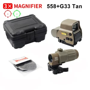 Holographic Reflex Sight Red Dot Optic Sight with G33 3X Magnifier Combo Built-in Flip QD Mount