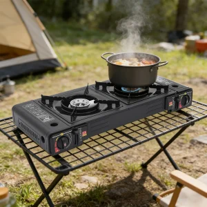 2 Burner Portable Camping Gas Stove 2500W Per Burner