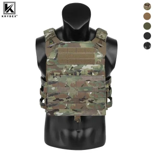 KRYDEX 500D Nylon Tactical Vest Jumpable Plate Carrier MOLLE Front Flap Panel Backpack Hunting Ranger Green Camo