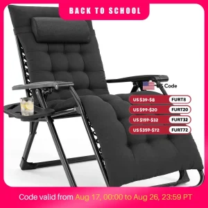 JHK Zero Gravity Recliner Camping Patio Lounge Chair Folding