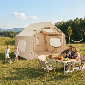 Large Inflatable Camping Tent for 4-6 Adults - 8 Square Outdoor Shelter with Hand Pump